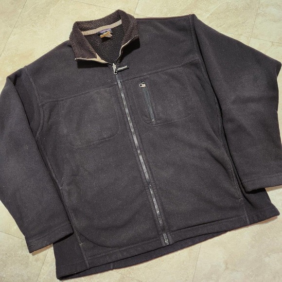 Patagonia Mens XL Synchilla Corded Jacket Black Fleece Zip Sweater Sweatshirt - Picture 2 of 12